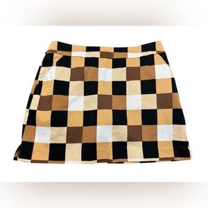 Loudmouth Brown Tan White Plaid Golf Skirt with Shorts Women’s Size 8